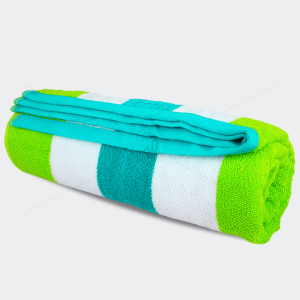 Striped - Bath Towel, 500 GSM (1 Bath Towel, Mix of White,Turquoise & Green) [T1115]