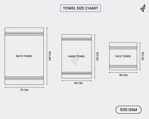 Striped - Bath Towel, 500 GSM (1 Bath Towel, Mix of White,Turquoise & Green) [T1115]