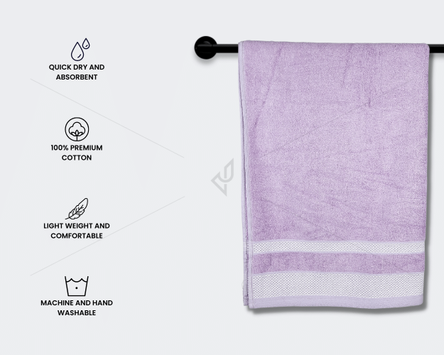 Bamboo - Bath Towel, 600 GSM (1 Bath Towel, Lavender) [T1120]