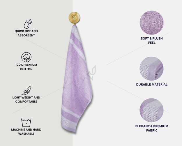 Bamboo - Hand Towel, 600 GSM (1 Hand Towel, Lavender) [T1125]