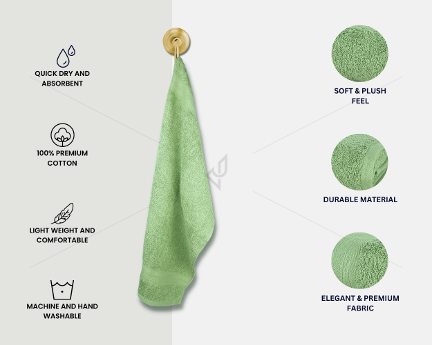 Solid Dobby - Hand Towel, 500 GSM (1 Hand Towel, Sage Green) [T1136]